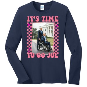 Its Time To Go Joe Wheelchair Funny Trump 2024 Retro Ladies Long Sleeve Shirt