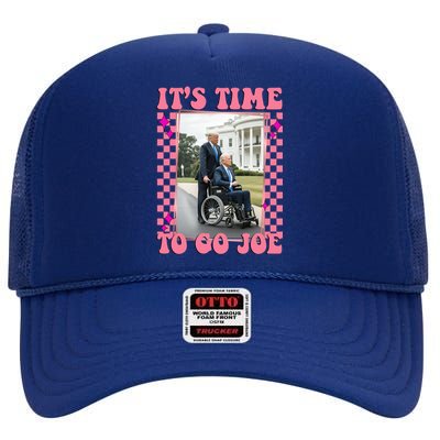 Its Time To Go Joe Wheelchair Funny Trump 2024 Retro High Crown Mesh Back Trucker Hat