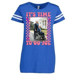 Its Time To Go Joe Wheelchair Funny Trump 2024 Retro Enza Ladies Jersey Football T-Shirt