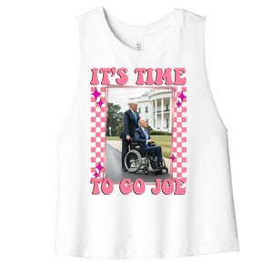 Its Time To Go Joe Wheelchair Funny Trump 2024 Retro Women's Racerback Cropped Tank