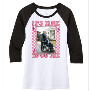 Its Time To Go Joe Wheelchair Funny Trump 2024 Retro Women's Tri-Blend 3/4-Sleeve Raglan Shirt