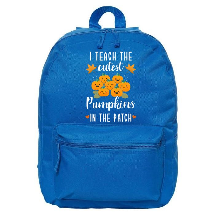 I Teach The Cutest Pumpkins In The Patch Halloween Teacher Cool Gift 16 in Basic Backpack