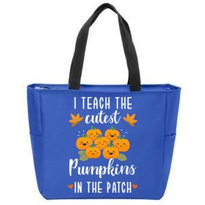 I Teach The Cutest Pumpkins In The Patch Halloween Teacher Cool Gift Zip Tote Bag