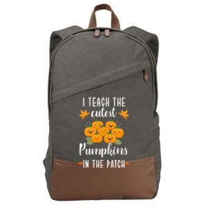 I Teach The Cutest Pumpkins In The Patch Halloween Teacher Cool Gift Cotton Canvas Backpack