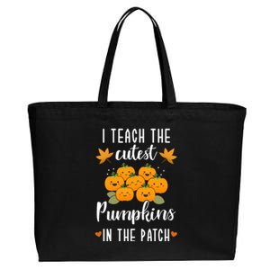 I Teach The Cutest Pumpkins In The Patch Halloween Teacher Cool Gift Cotton Canvas Jumbo Tote