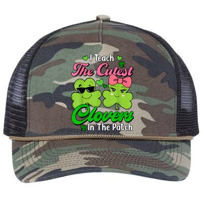 I Teach The Cutest Clovers In Patch St Patricks Day Teacher Retro Rope Trucker Hat Cap