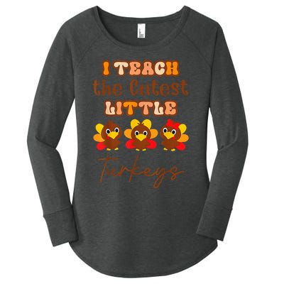 I Teach The Cutest Turkeys Teacher Thanksgiving Fall Season Women's Perfect Tri Tunic Long Sleeve Shirt