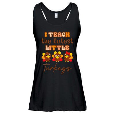 I Teach The Cutest Turkeys Teacher Thanksgiving Fall Season Ladies Essential Flowy Tank