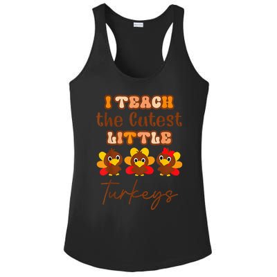 I Teach The Cutest Turkeys Teacher Thanksgiving Fall Season Ladies PosiCharge Competitor Racerback Tank