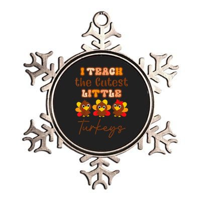 I Teach The Cutest Turkeys Teacher Thanksgiving Fall Season Metallic Star Ornament