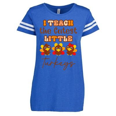 I Teach The Cutest Turkeys Teacher Thanksgiving Fall Season Enza Ladies Jersey Football T-Shirt