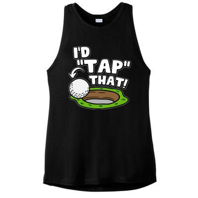 Id Tap That Funny Golf Lover Ladies PosiCharge Tri-Blend Wicking Tank