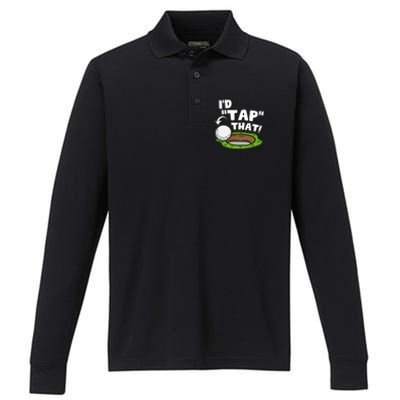 Id Tap That Funny Golf Lover Performance Long Sleeve Polo