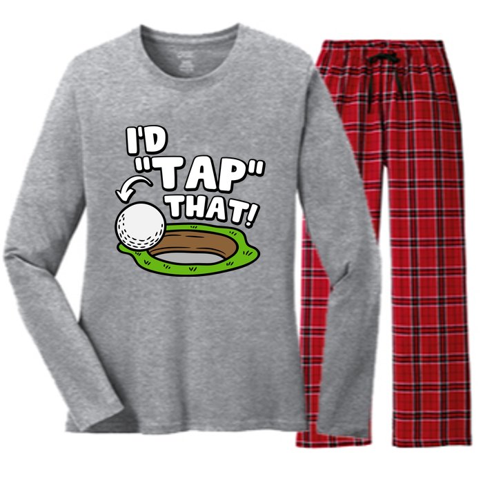 Id Tap That Funny Golf Lover Women's Long Sleeve Flannel Pajama Set 