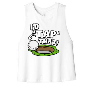 Id Tap That Funny Golf Lover Women's Racerback Cropped Tank