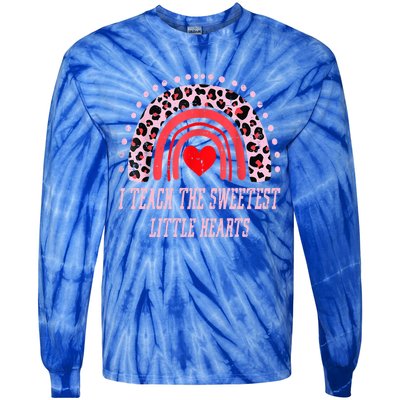 I Teach The Sweetest Hearts Rainbow Teacher Cool Gift Tie-Dye Long Sleeve Shirt