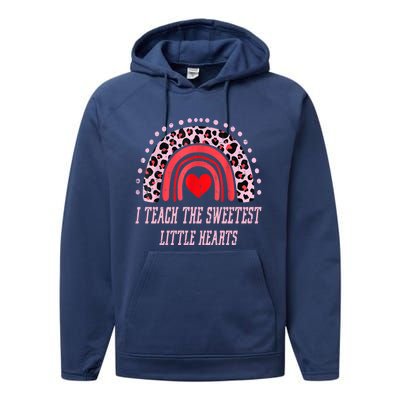 I Teach The Sweetest Hearts Rainbow Teacher Cool Gift Performance Fleece Hoodie