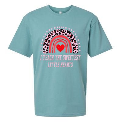 I Teach The Sweetest Hearts Rainbow Teacher Cool Gift Sueded Cloud Jersey T-Shirt