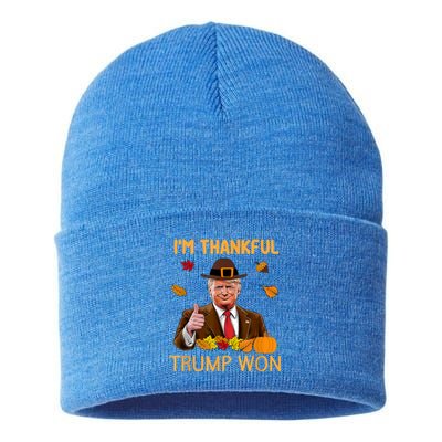 IM Thankful Trump Won Thanksgiving Turkey Fall Sustainable Knit Beanie