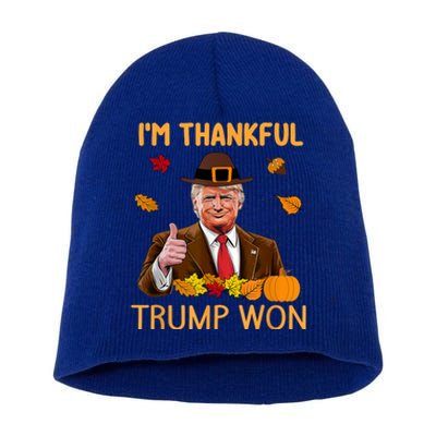 IM Thankful Trump Won Thanksgiving Turkey Fall Short Acrylic Beanie