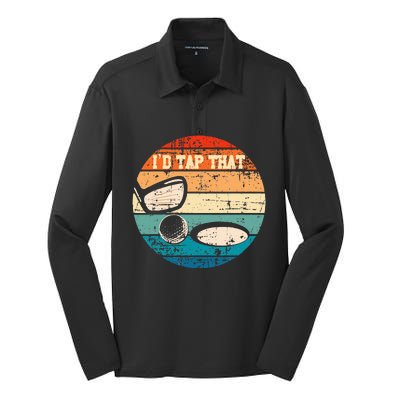 Id Tap That Golf Ball Hole Swing Golfing Course Sports Golf Silk Touch Performance Long Sleeve Polo