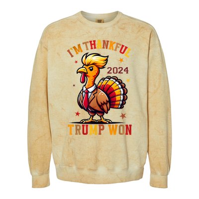 IM Thankful Trump Won 2024 Took American Back Thanksgiving Colorblast Crewneck Sweatshirt