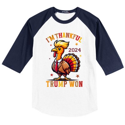 IM Thankful Trump Won 2024 Took American Back Thanksgiving Baseball Sleeve Shirt