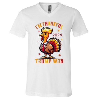 IM Thankful Trump Won 2024 Took American Back Thanksgiving V-Neck T-Shirt