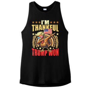 IM Thankful Trump Won Thanksgiving Turkey Fall Ladies PosiCharge Tri-Blend Wicking Tank