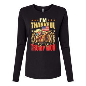 IM Thankful Trump Won Thanksgiving Turkey Fall Womens Cotton Relaxed Long Sleeve T-Shirt