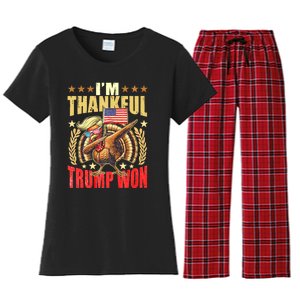 IM Thankful Trump Won Thanksgiving Turkey Fall Women's Flannel Pajama Set