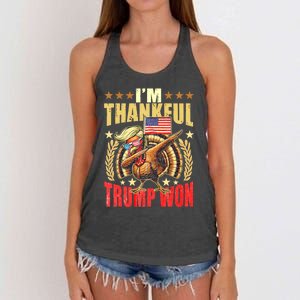 IM Thankful Trump Won Thanksgiving Turkey Fall Women's Knotted Racerback Tank