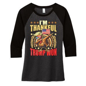 IM Thankful Trump Won Thanksgiving Turkey Fall Women's Tri-Blend 3/4-Sleeve Raglan Shirt