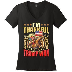 IM Thankful Trump Won Thanksgiving Turkey Fall Women's V-Neck T-Shirt