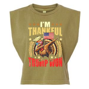 IM Thankful Trump Won Thanksgiving Turkey Fall Garment-Dyed Women's Muscle Tee