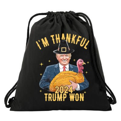 IM Thankful Trump Won Thanksgiving Turkey Fall Drawstring Bag