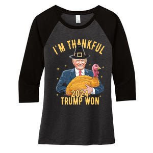 IM Thankful Trump Won Thanksgiving Turkey Fall Women's Tri-Blend 3/4-Sleeve Raglan Shirt