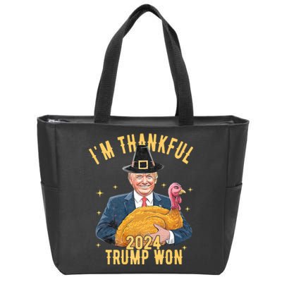 IM Thankful Trump Won Thanksgiving Turkey Fall Zip Tote Bag