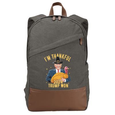 IM Thankful Trump Won Thanksgiving Turkey Fall Cotton Canvas Backpack