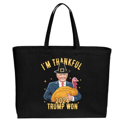 IM Thankful Trump Won Thanksgiving Turkey Fall Cotton Canvas Jumbo Tote