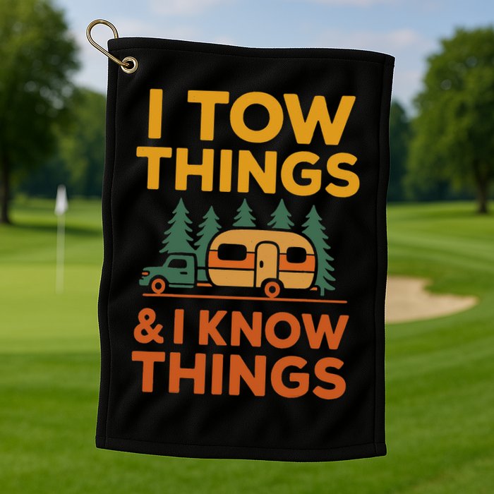 I Tow Things And I Know Things Fathers Day Golf Towel