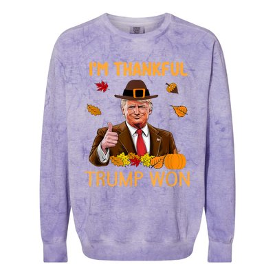 Im Thankful Trump Won Trump Thanksgiving Colorblast Crewneck Sweatshirt