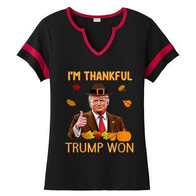 Im Thankful Trump Won Trump Thanksgiving Ladies Halftime Notch Neck Tee