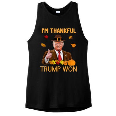 Im Thankful Trump Won Trump Thanksgiving Ladies PosiCharge Tri-Blend Wicking Tank