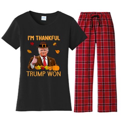 Im Thankful Trump Won Trump Thanksgiving Women's Flannel Pajama Set