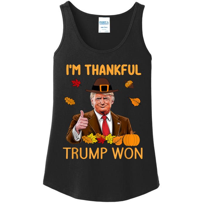 Im Thankful Trump Won Trump Thanksgiving Ladies Essential Tank