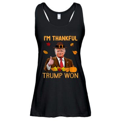 Im Thankful Trump Won Trump Thanksgiving Ladies Essential Flowy Tank