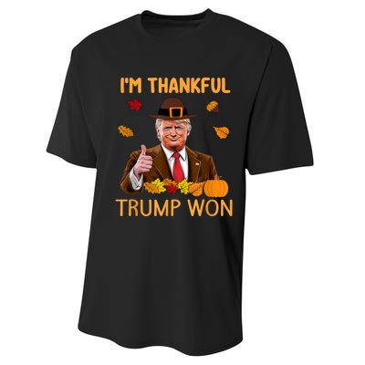 Im Thankful Trump Won Trump Thanksgiving Performance Sprint T-Shirt