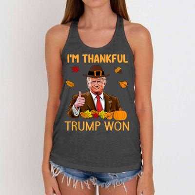 Im Thankful Trump Won Trump Thanksgiving Women's Knotted Racerback Tank