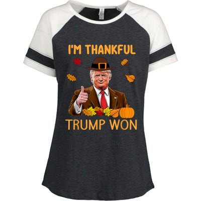 Im Thankful Trump Won Trump Thanksgiving Enza Ladies Jersey Colorblock Tee